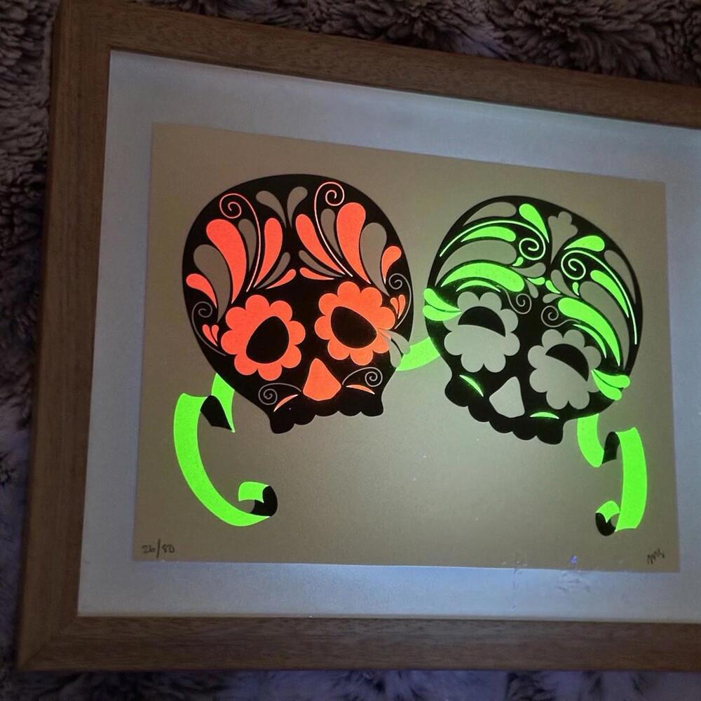 Matt Goldman (MFG) Craneo Two – Signed Limited Edition UV Fluorescent Silkscreen